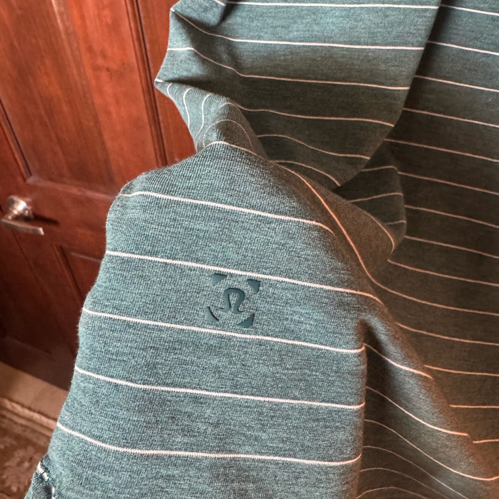 lululemon athletica Teal Striped Short Sleeve Tee